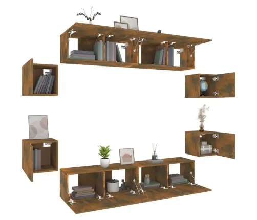 8-Osaline Telerikappide Komplekt, Suitsutatud Tamm, Tehispuit