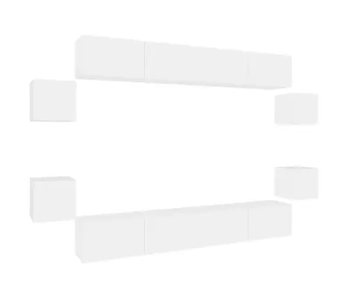 Televizoriaus Spintelių Komplektas, 8 Dalių, Baltas, Mediena