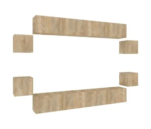 Televizoriaus Spintelių Komplektas, 8 Dalių, Ąžuolo, Mediena