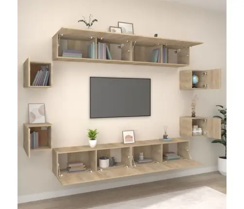 Televizoriaus Spintelių Komplektas, 8 Dalių, Ąžuolo, Mediena