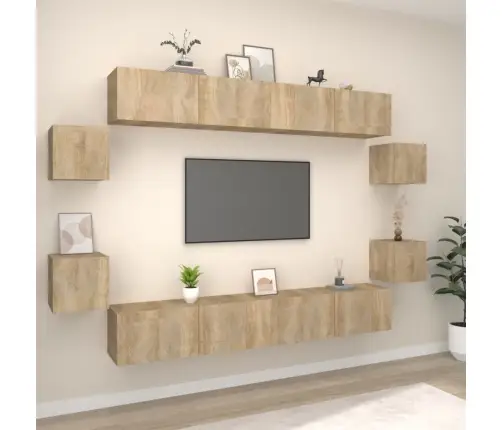 Televizoriaus Spintelių Komplektas, 8 Dalių, Ąžuolo, Mediena