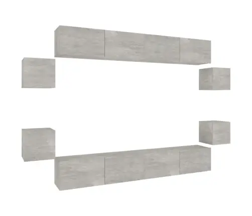 Tv Spintelių Komplektas, 8 Dalių, Betono Pilkas, Mediena