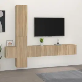 Televizoriaus Spintelių Komplektas, 5 Dalių, Ąžuolo, Mediena