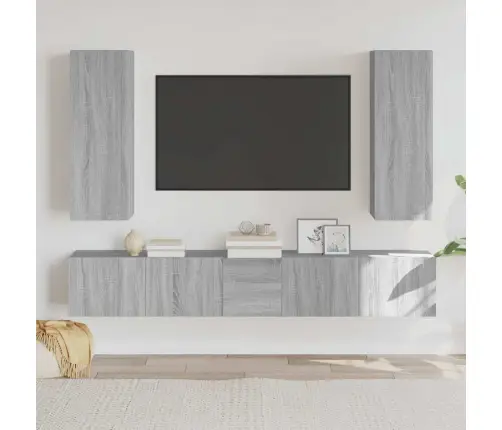 5-Osaline Telerikappide Komplekt, Hall Sonoma Tamm, Tehispuit