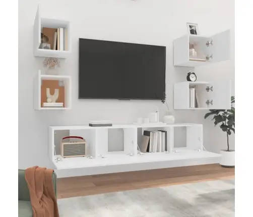 6-Osaline Telerikappide Komplekt, Valge, Tehispuit