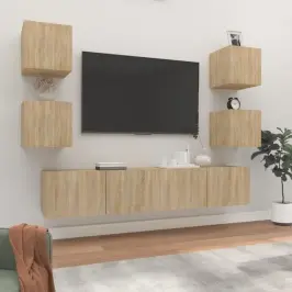 Televizoriaus Spintelių Komplektas, 6 Dalių, Ąžuolo, Mediena