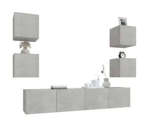 6-Daļīgs Tv Skapīšu Komplekts, Betona Pelēks, Inženierijas Koks Vidaxl