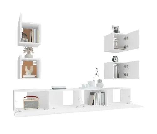 6-Daļīgs Tv Skapīšu Komplekts, Balts, Inženierijas Koks Vidaxl