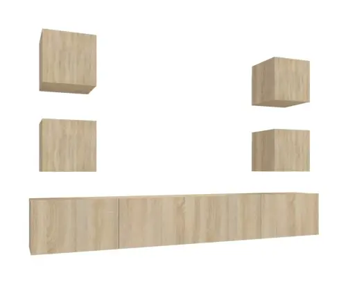 6-Daļīgs Tv Skapīšu Komplekts, Ozola Krāsa, Inženierijas Koks Vidaxl