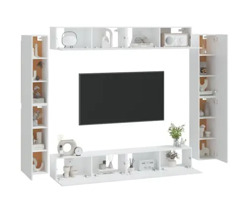 8-Osaline Telerikappide Komplekt, Valge, Tehispuit