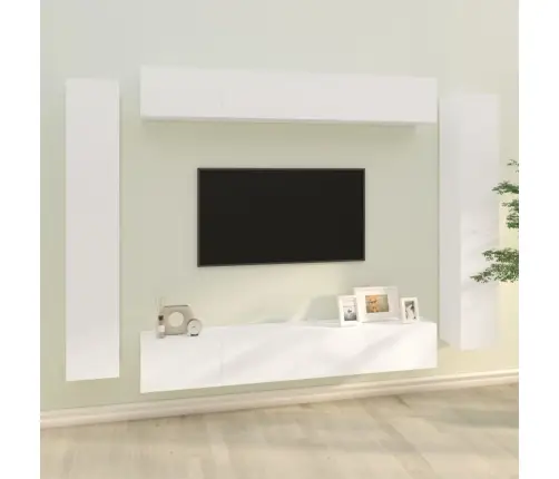 8-Osaline Telerikappide Komplekt, Valge, Tehispuit