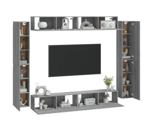 8-Daļīgs Tv Skapīšu Komplekts, Pelēka Ozola, Inženierijas Koks Vidaxl