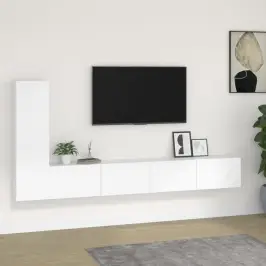 3-Daļīgs Tv Skapīšu Komplekts, Balts, Inženierijas Koks Vidaxl