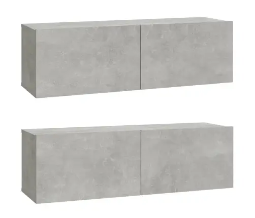 Tv Spintelių Komplektas, 3 Dalių, Betono Pilkas, Mediena