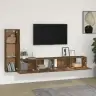 Tv Spintelių Komplektas, 3 Dalių, Dūminio Ąžuolo, Mediena
