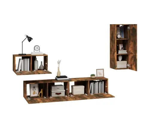 4-Daļīgs Tv Skapīšu Komplekts, Ozola Krāsa, Inženierijas Koks Vidaxl