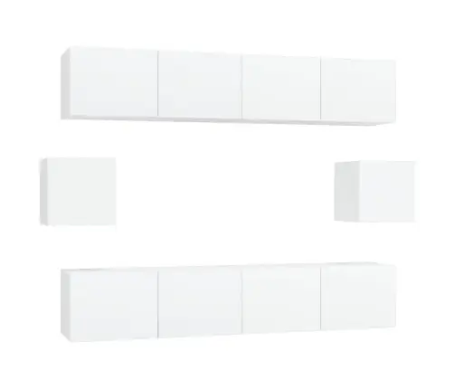 Televizoriaus Spintelių Komplektas, 6 Dalių, Baltas, Mediena