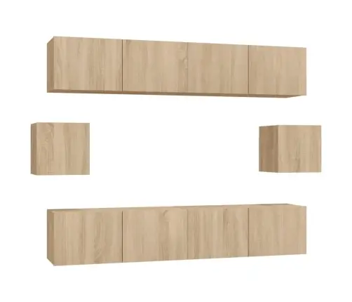 6-Daļīgs Tv Skapīšu Komplekts, Ozola Krāsa, Inženierijas Koks Vidaxl 6-Daļīgs Tv Skapīšu Komplekts, Ozola Krāsa, Inženierijas Koks Vidaxl