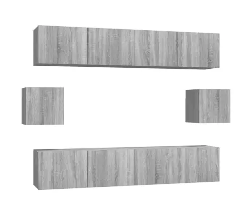 6-Daļīgs Tv Skapīšu Komplekts, Pelēka Ozola, Inženierijas Koks Vidaxl