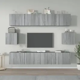 6-Daļīgs Tv Skapīšu Komplekts, Pelēka Ozola, Inženierijas Koks Vidaxl