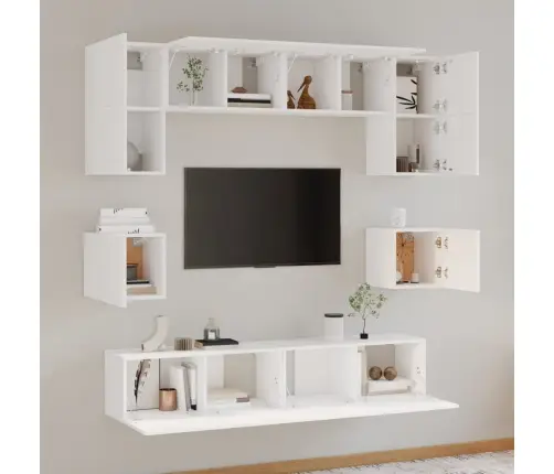 Televizoriaus Spintelių Komplektas, 8 Dalių, Baltas, Mediena