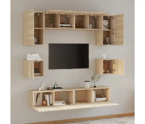 8-Daļīgs Tv Skapīšu Komplekts, Ozola Krāsa, Inženierijas Koks Vidaxl