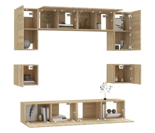 8-Daļīgs Tv Skapīšu Komplekts, Ozola Krāsa, Inženierijas Koks Vidaxl