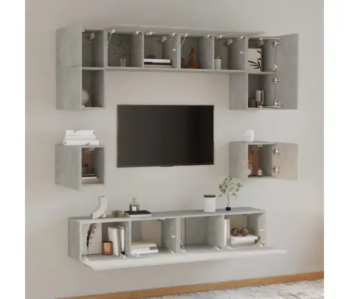 8-Daļīgs Tv Skapīšu Komplekts, Betona Pelēks, Inženierijas Koks Vidaxl