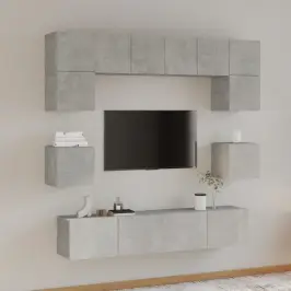 Tv Spintelių Komplektas, 8 Dalių, Betono Pilkas, Mediena