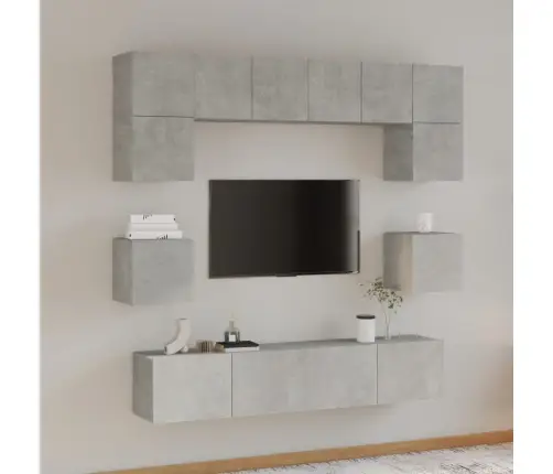 8-Daļīgs Tv Skapīšu Komplekts, Betona Pelēks, Inženierijas Koks Vidaxl