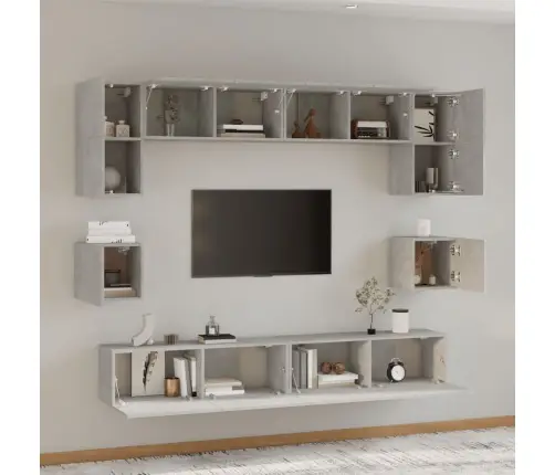 8-Osaline Telerikappide Komplekt, Betoonhall, Tehispuit