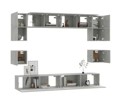 8-Osaline Telerikappide Komplekt, Betoonhall, Tehispuit