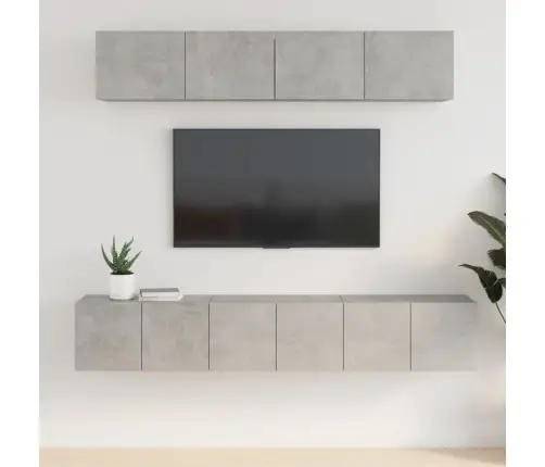 Tv Spintelių Komplektas, 5 Dalių, Betono Pilkas, Mediena Tv Spintelių Komplektas, 5 Dalių, Betono Pilkas, Mediena