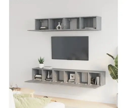 5-Daļīgs Tv Skapīšu Komplekts, Pelēka Ozola, Inženierijas Koks Vidaxl