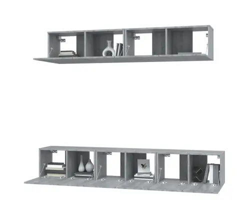 5-Daļīgs Tv Skapīšu Komplekts, Pelēka Ozola, Inženierijas Koks Vidaxl