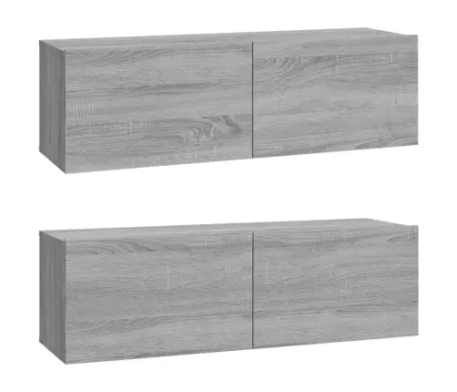 Tv Spintelių Komplektas, 5 Dalių, Pilkas Ąžuolo, Mediena
