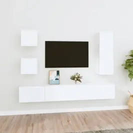 5-Daļīgs Tv Skapīšu Komplekts, Balts, Inženierijas Koks Vidaxl