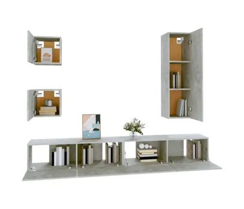 5-Osaline Telerikappide Komplekt, Betoonhall, Tehispuit