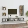 Tv Spintelių Komplektas, 5 Dalių, Pilkas Ąžuolo, Mediena