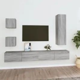 5-Daļīgs Tv Skapīšu Komplekts, Pelēka Ozola, Inženierijas Koks Vidaxl