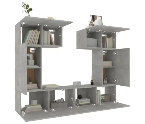 6-Osaline Telerikappide Komplekt, Betoonhall, Tehispuit
