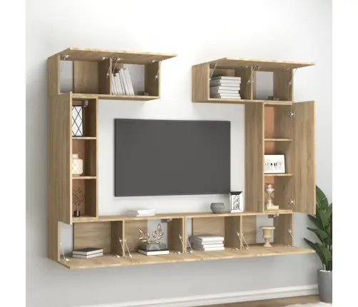 6-Daļīgs Tv Skapīšu Komplekts, Ozola Krāsa, Inženierijas Koks Vidaxl 6-Daļīgs Tv Skapīšu Komplekts, Ozola Krāsa, Inženierijas Koks Vidaxl