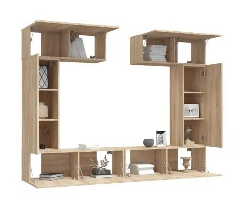 6-Daļīgs Tv Skapīšu Komplekts, Ozola Krāsa, Inženierijas Koks Vidaxl 6-Daļīgs Tv Skapīšu Komplekts, Ozola Krāsa, Inženierijas Koks Vidaxl