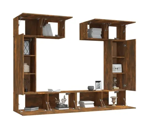 6-Osaline Telerikappide Komplekt, Suitsutatud Tamm, Tehispuit