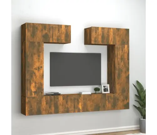 6-Osaline Telerikappide Komplekt, Suitsutatud Tamm, Tehispuit