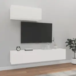 Televizoriaus Spintelių Komplektas, 3 Dalių, Baltas, Mediena