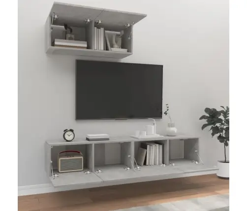 3-Osaline Telerikappide Komplekt, Betoonhall, Tehispuit