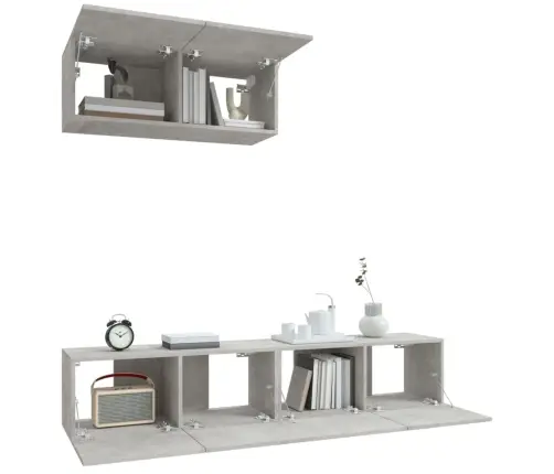 3-Osaline Telerikappide Komplekt, Betoonhall, Tehispuit