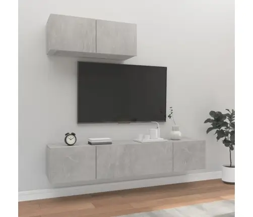 3-Osaline Telerikappide Komplekt, Betoonhall, Tehispuit