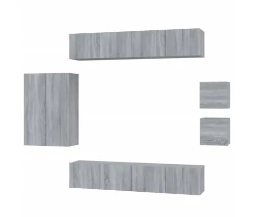 8-Osaline Telerikappide Komplekt, Hall Sonoma Tamm, Tehispuit